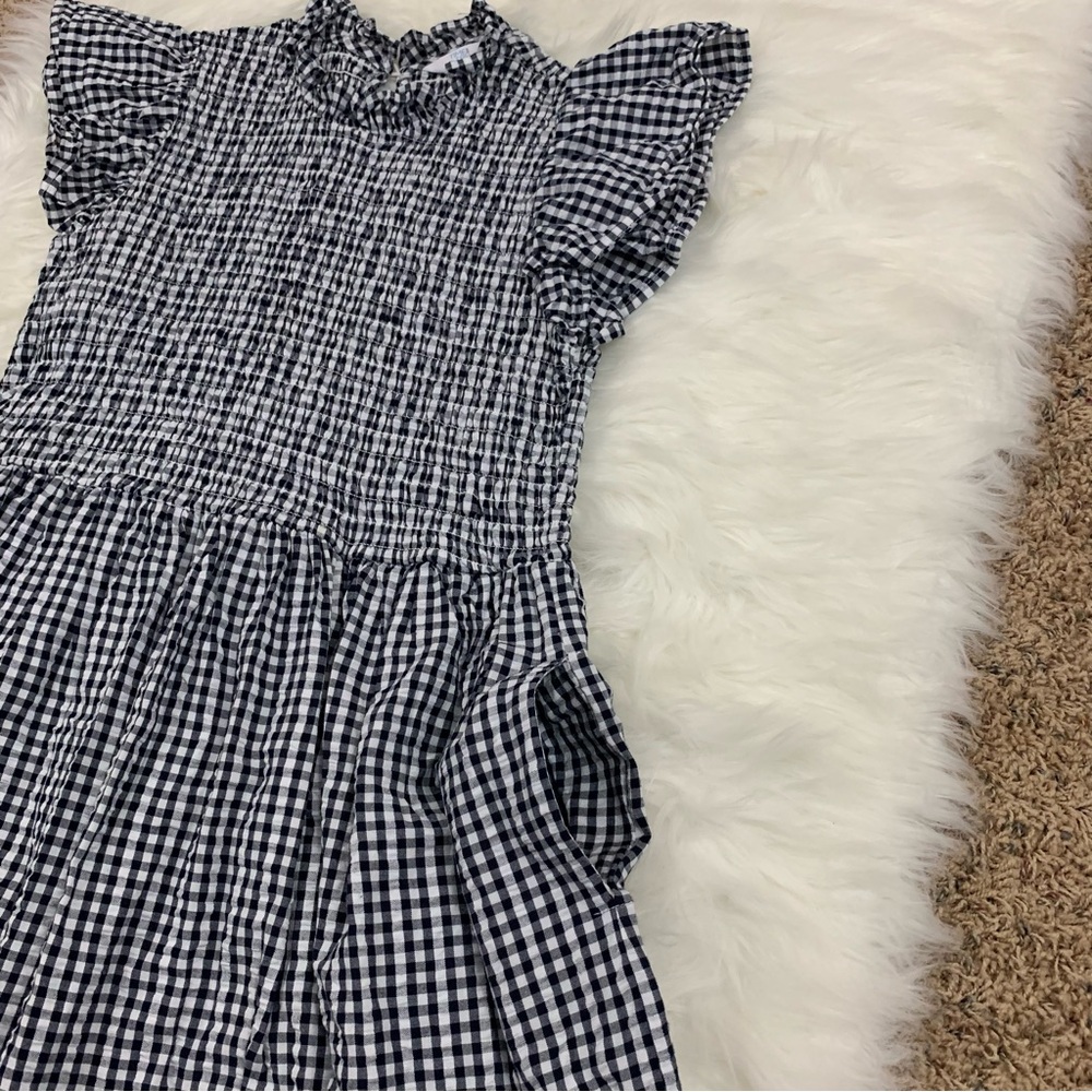 Time and Tru Black and White Plaid Smocked Ruffle Dress - Picture 9 of 15